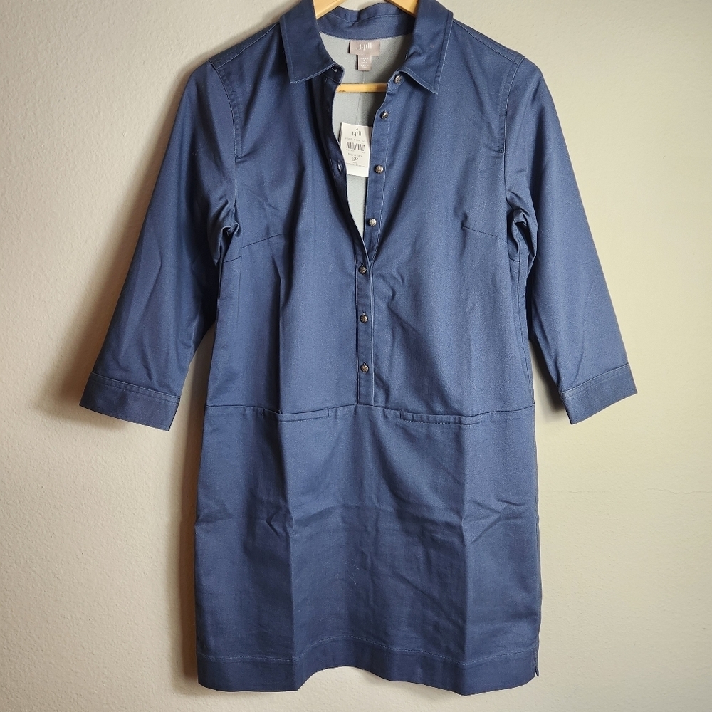 J. Jill Womens Petite |SP| Night Sky 3/4 Sleeve Popover Chore Shift Dress (NWT)